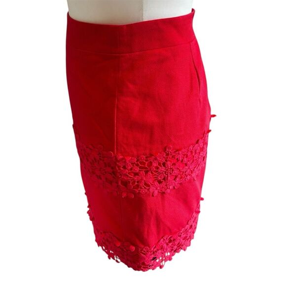 J. Crew 100% Cotton Red Lace Mini Skirt | Size 0 | Gently Used - Picture 3 of 8
